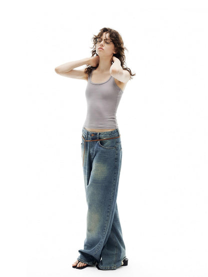 OuttheBlue Vintage Stonewashed Low Waist Loose Women&