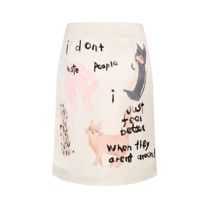 OuttheBlue Vintage Straight Mid Waist Animal Print Beige Polyester Women Casual Mini Skirts