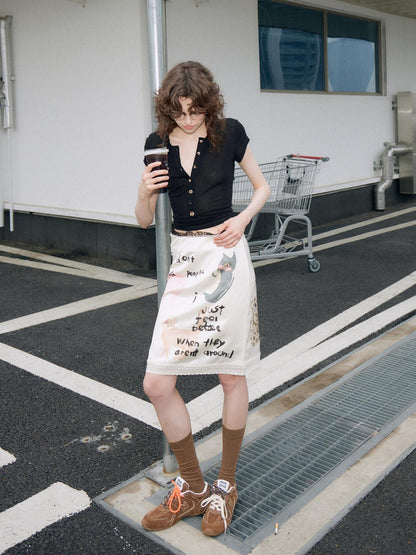 OuttheBlue Vintage Straight Mid Waist Animal Print Beige Polyester Women Casual Mini Skirts