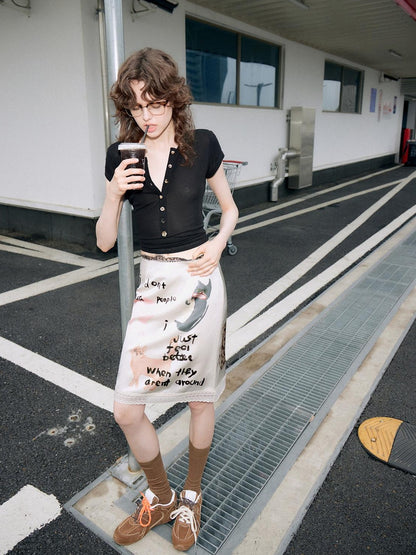 OuttheBlue Vintage Straight Mid Waist Animal Print Beige Polyester Women Casual Mini Skirts