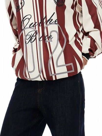 Vintage Stripe Cat Emblem Lace Trim Jersey Tee