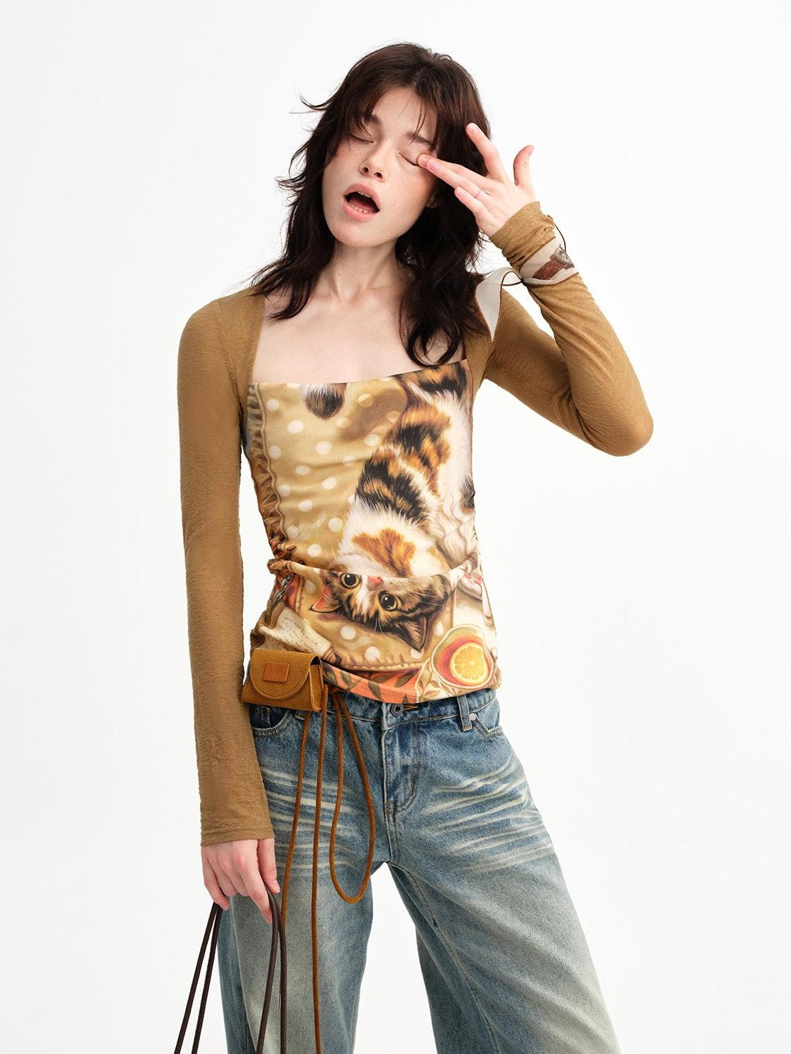 OuttheBlue Vintage Suede Caramel Pin Buckle Women&