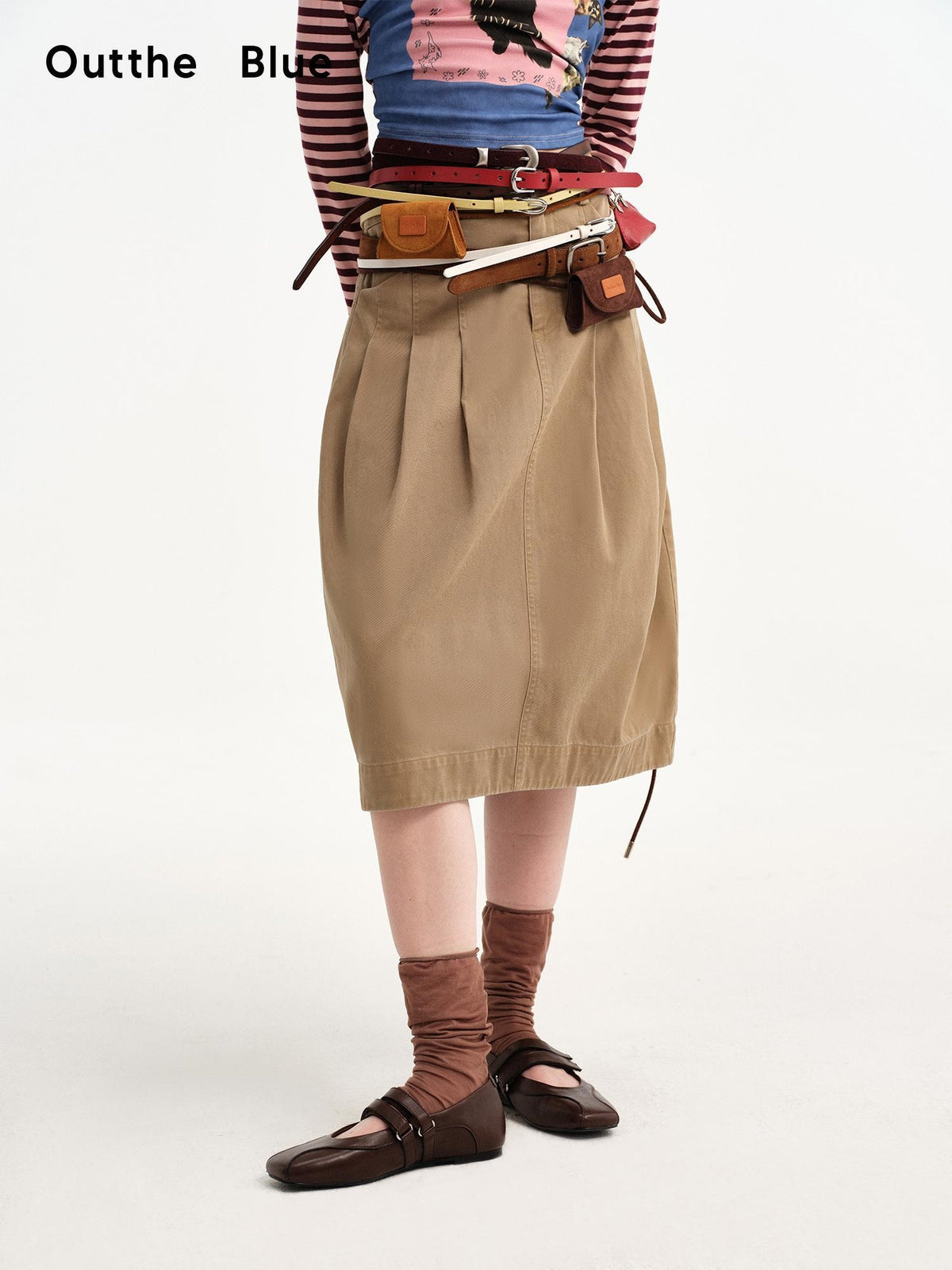 OuttheBlue Vintage Suede Caramel Pin Buckle Women&