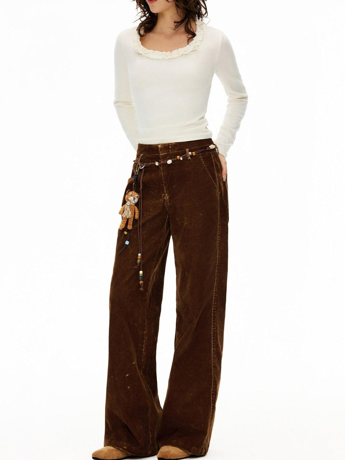 OuttheBlue Vintage Waist Chain Casual Unisex Dark Brown Adjustable 110Cm Belts