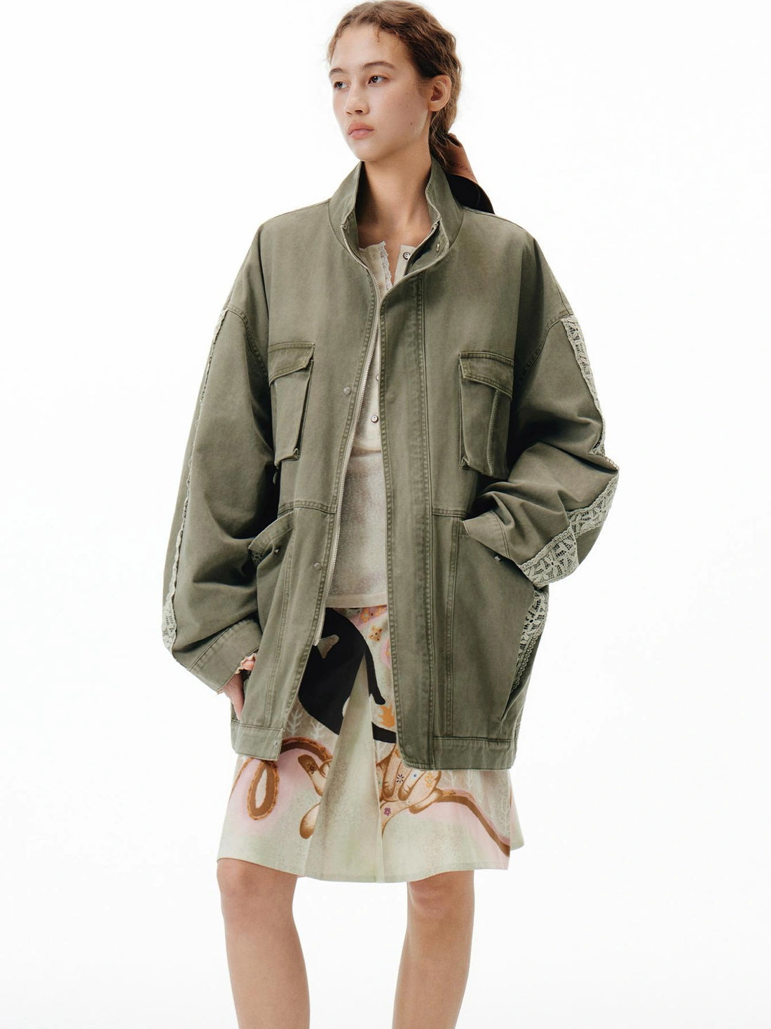 Vintage Washed Lace Utility Jacket