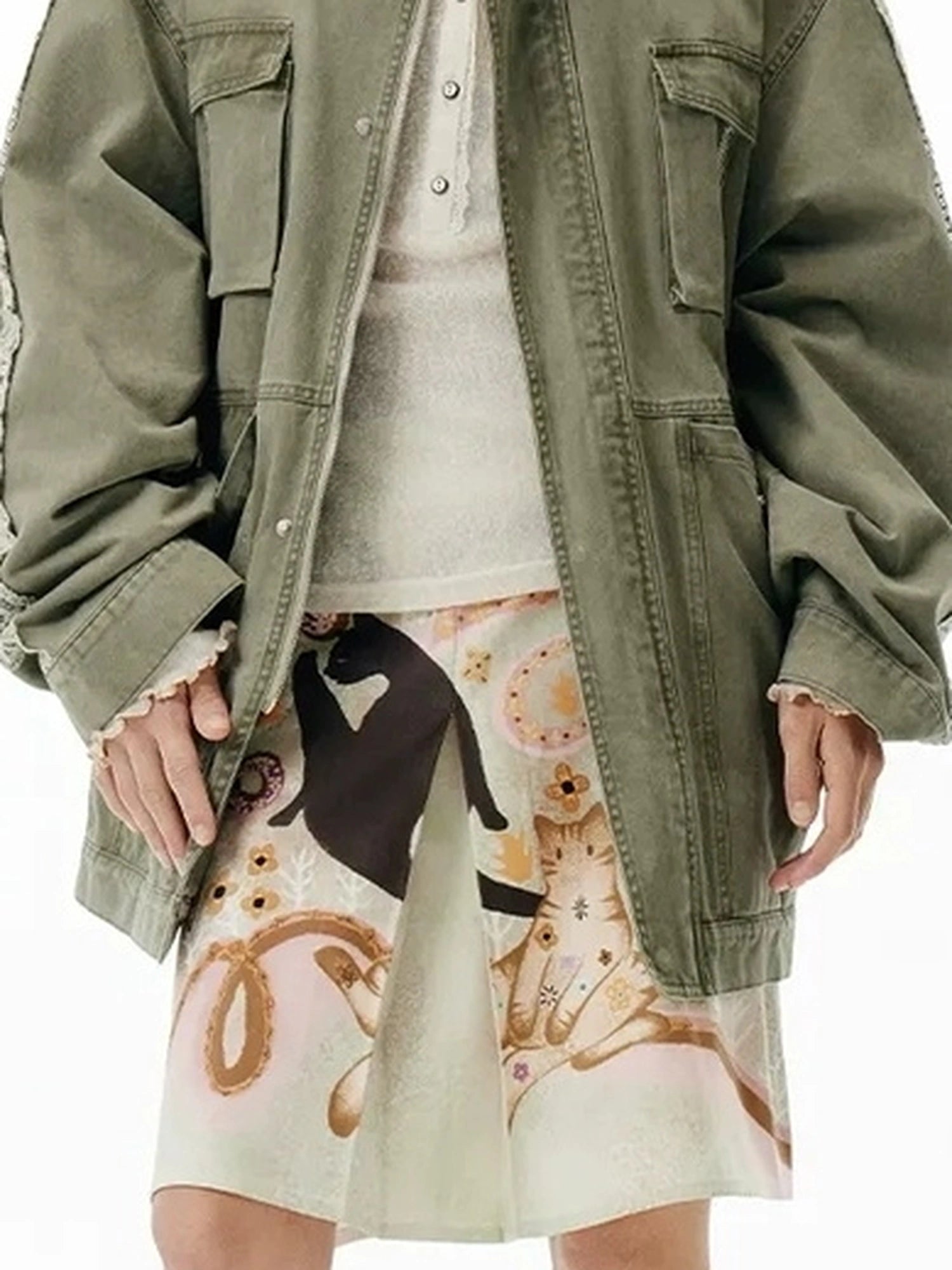 Vintage Washed Lace Utility Jacket