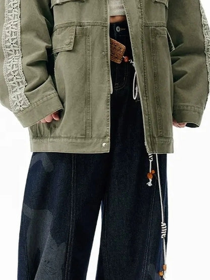 Vintage Washed Lace Utility Jacket