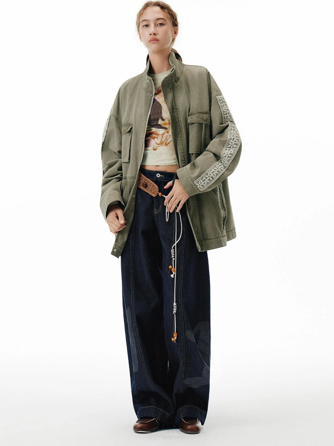 Vintage Washed Lace Utility Jacket