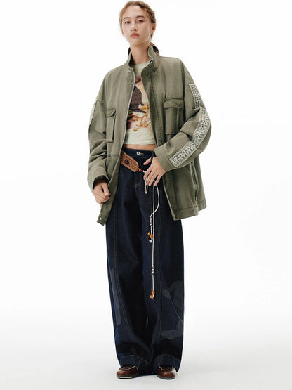 Vintage Washed Lace Utility Jacket