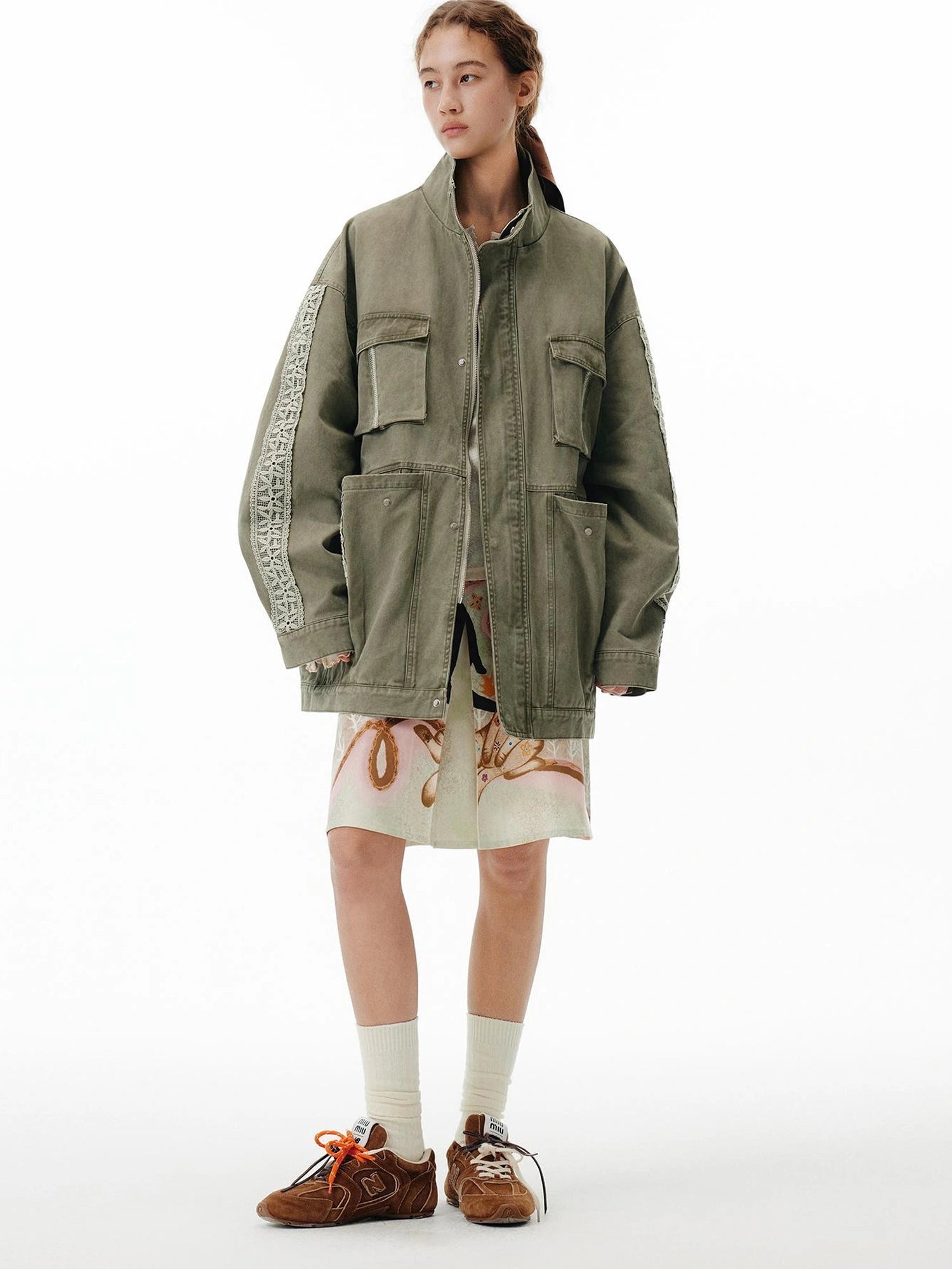 Vintage Washed Lace Utility Jacket