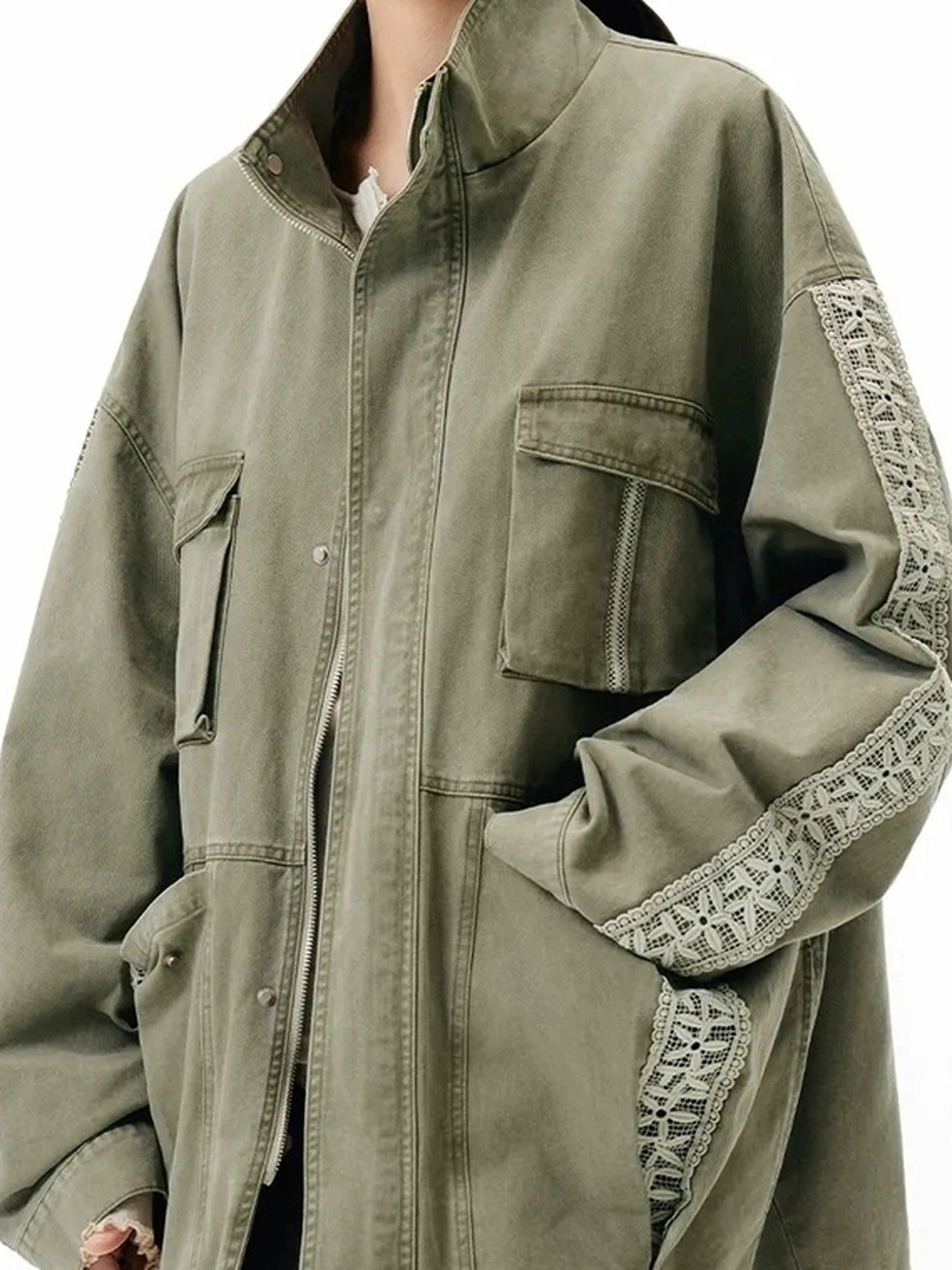 Vintage Washed Lace Utility Jacket