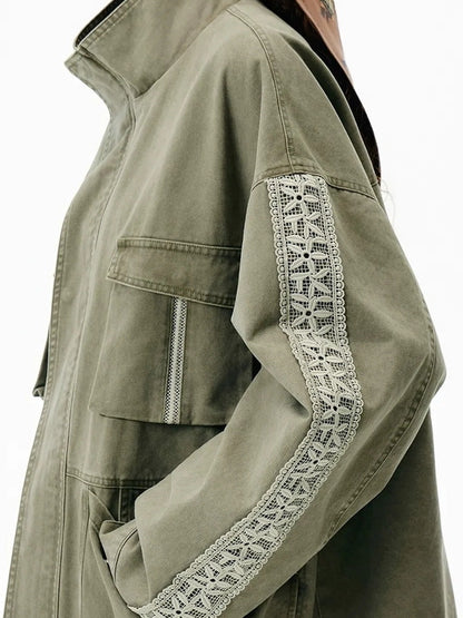 Vintage Washed Lace Utility Jacket