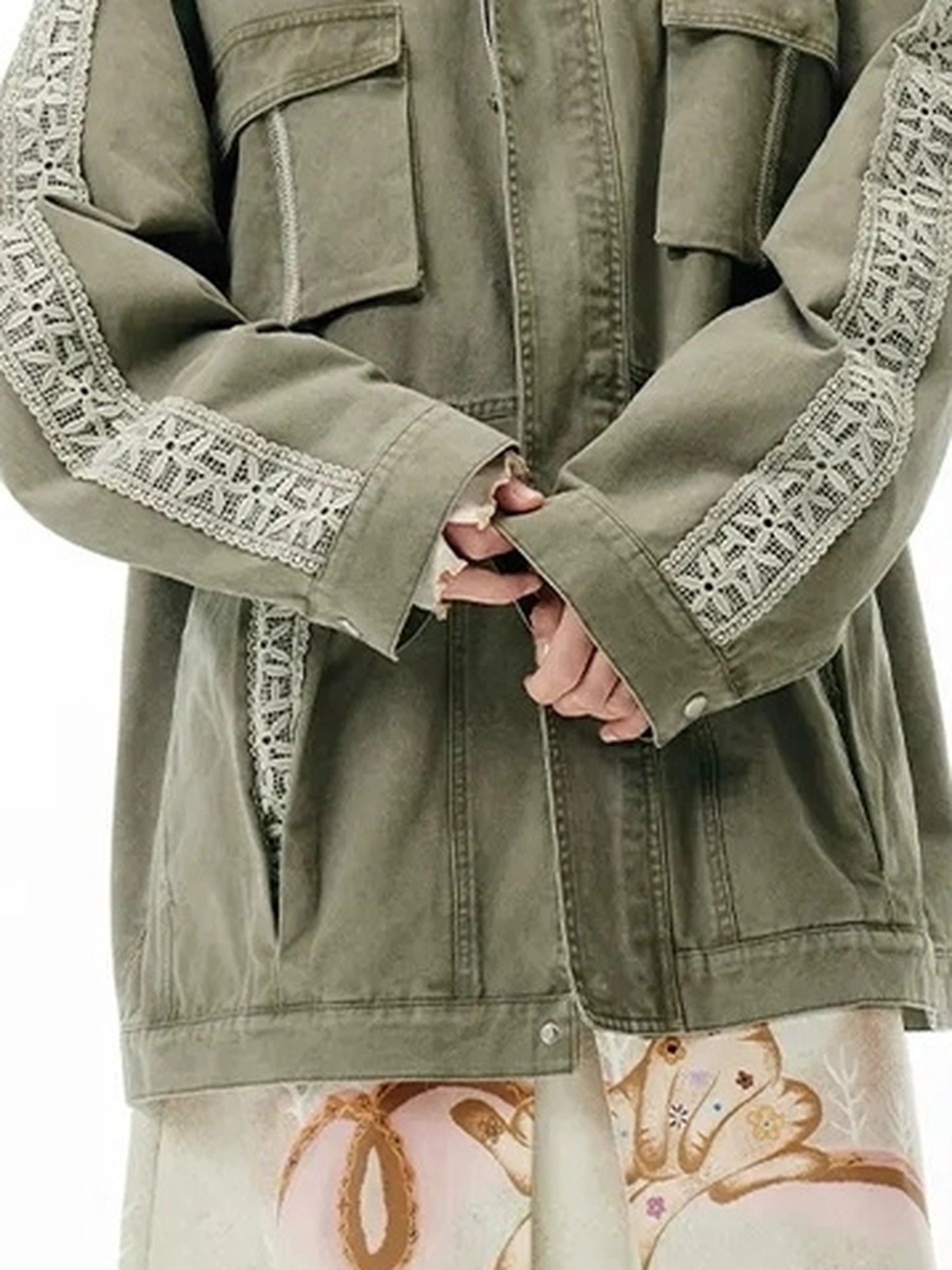 Vintage Washed Lace Utility Jacket