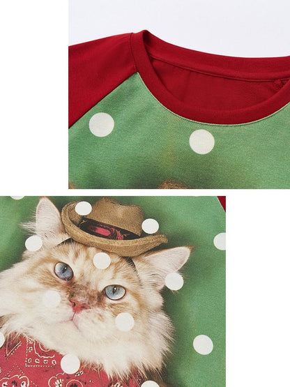 OuttheBlue Waist Defining Raglan Crew Polka Animal Viscose Blend Short Sleeve T-Shirts