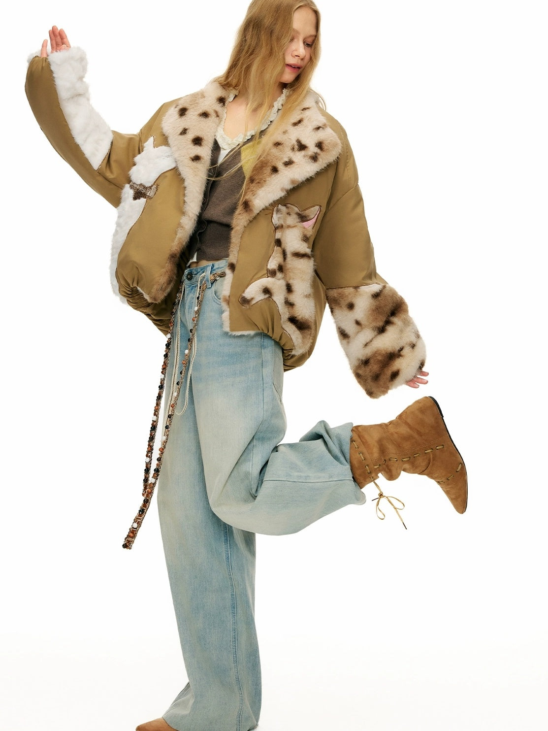 OuttheBlue Warm 90 Percent White Duck Down Casual Khaki No Hood Women Down Jacket