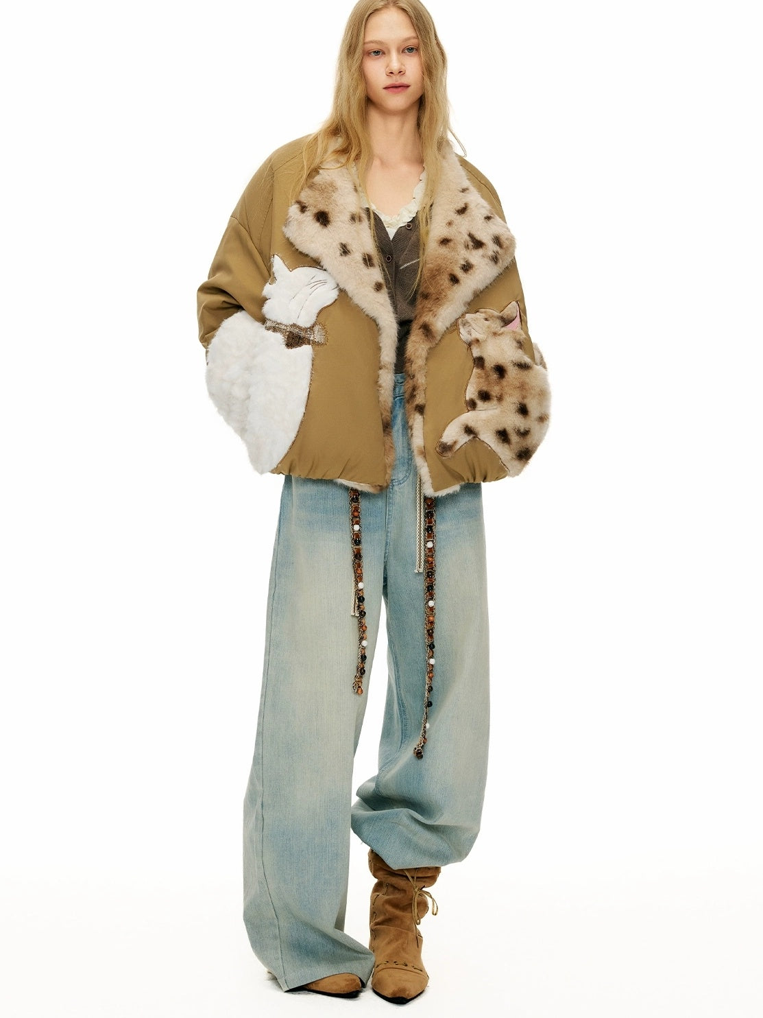 OuttheBlue Warm 90 Percent White Duck Down Casual Khaki No Hood Women Down Jacket