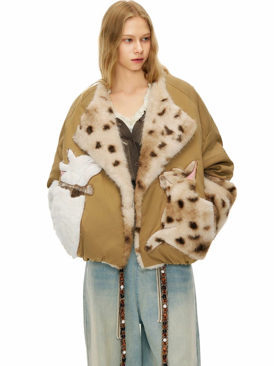 OuttheBlue Warm 90 Percent White Duck Down Casual Khaki No Hood Women Down Jacket