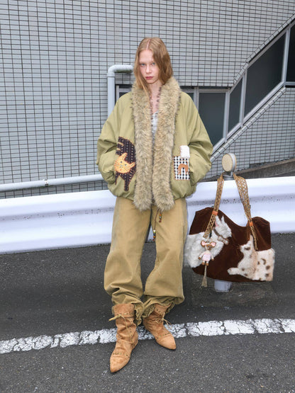 OuttheBlue Warm 90 Percent White Duck Down Straight Patch Applique Pale Green Down Jacket