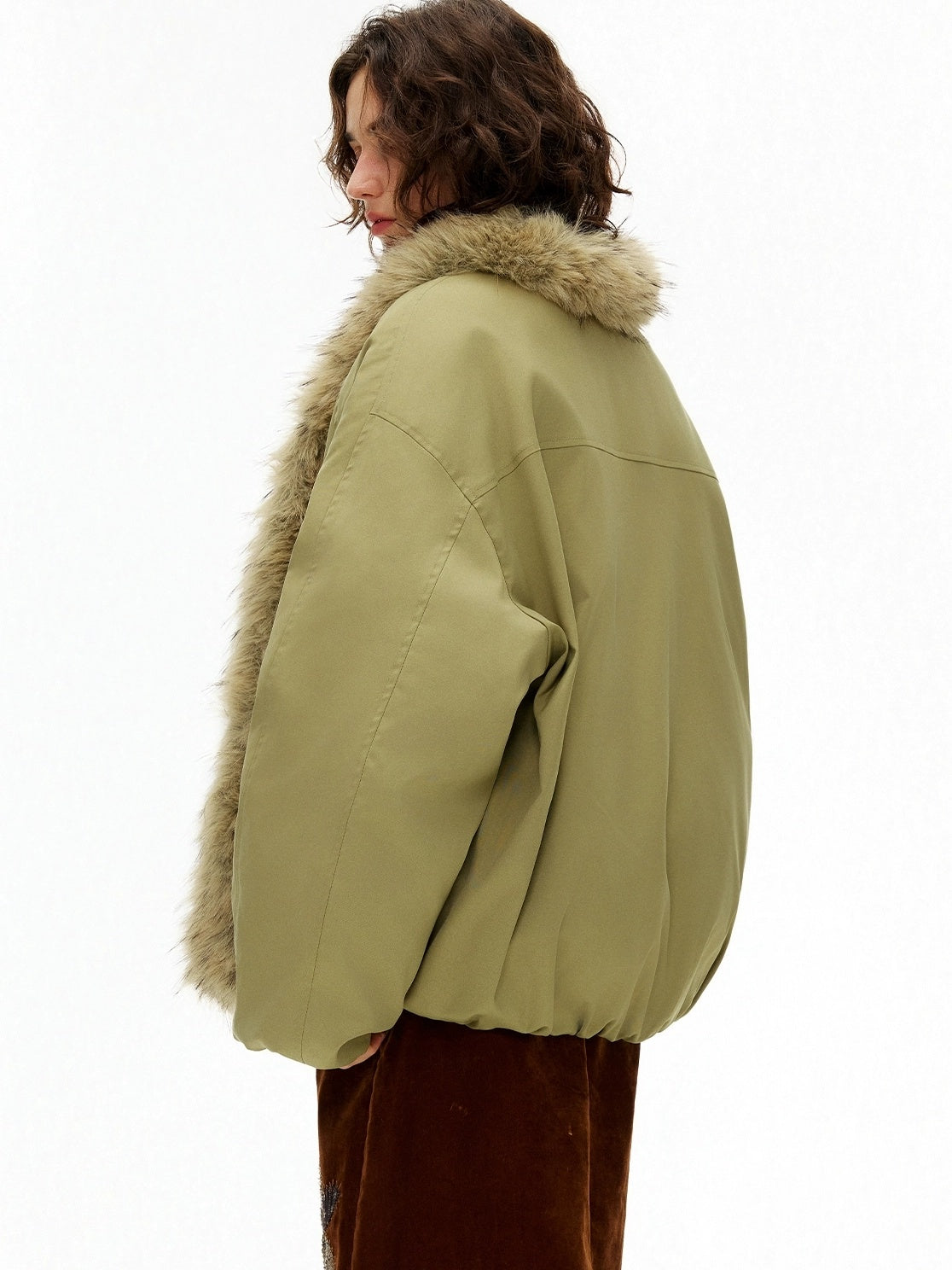 OuttheBlue Warm 90 Percent White Duck Down Straight Patch Applique Pale Green Down Jacket