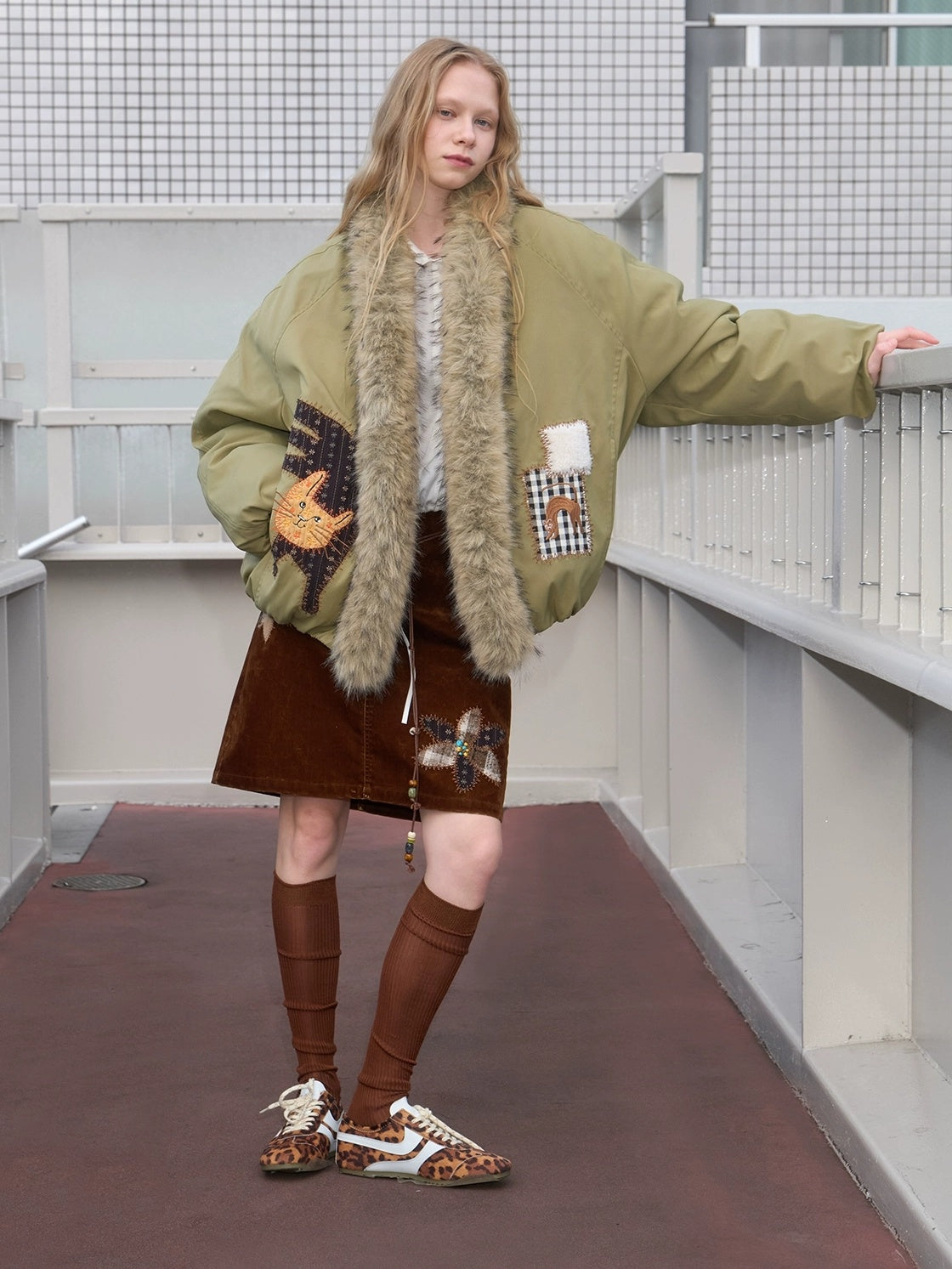 OuttheBlue Warm 90 Percent White Duck Down Straight Patch Applique Pale Green Down Jacket