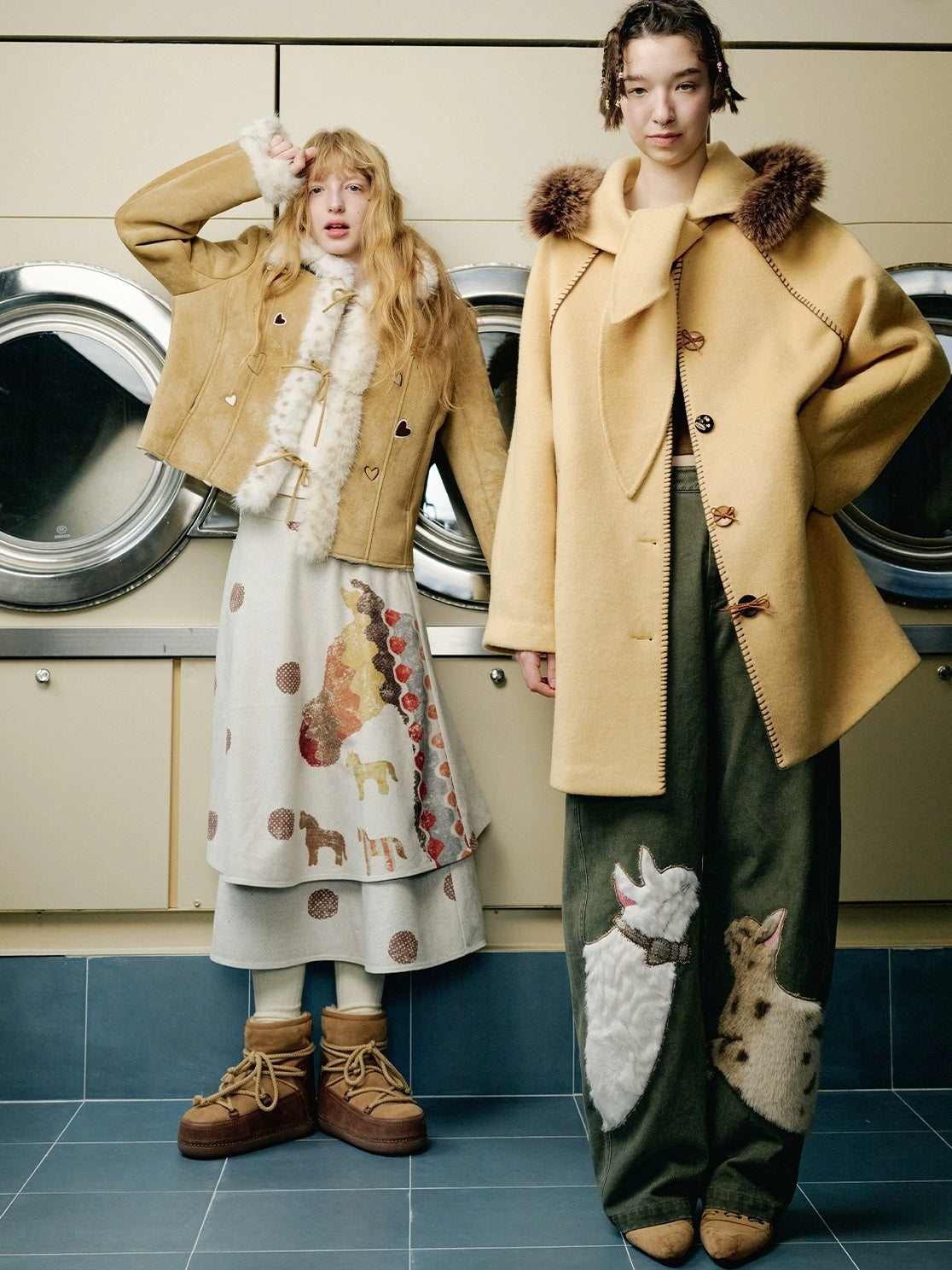 OuttheBlue Warm Casual Slim Faux Shearling Tie Waist Cropped Women Khaki Jacket