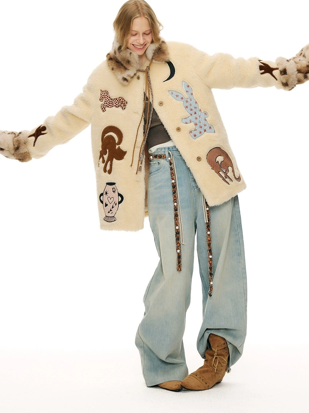 OuttheBlue Warm Thick Polyester Full Coverage Mitten Unisex Ski Leopard Gloves Accessories