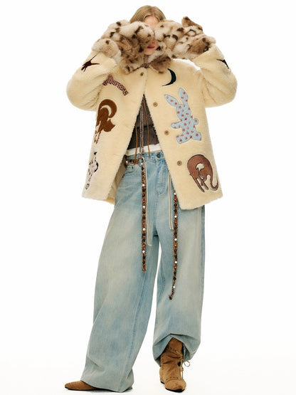 OuttheBlue Warm Thick Polyester Full Coverage Mitten Unisex Ski Leopard Gloves Accessories