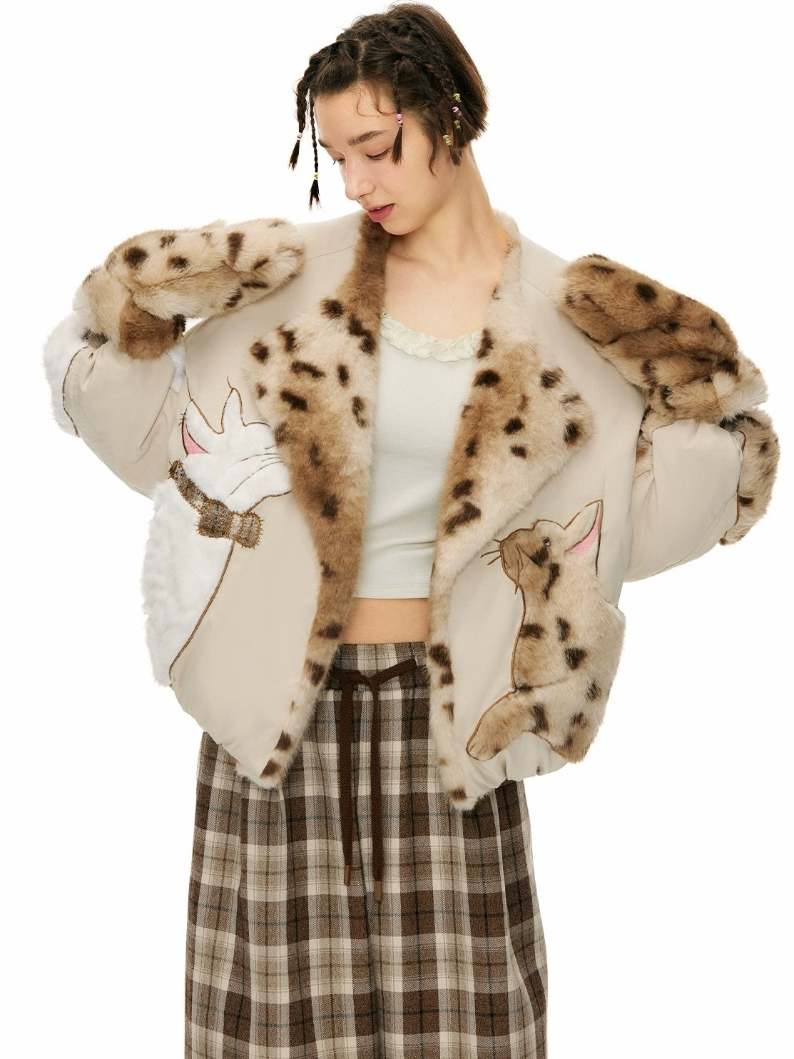 OuttheBlue Warm Thick Polyester Full Coverage Mitten Unisex Ski Leopard Gloves Accessories