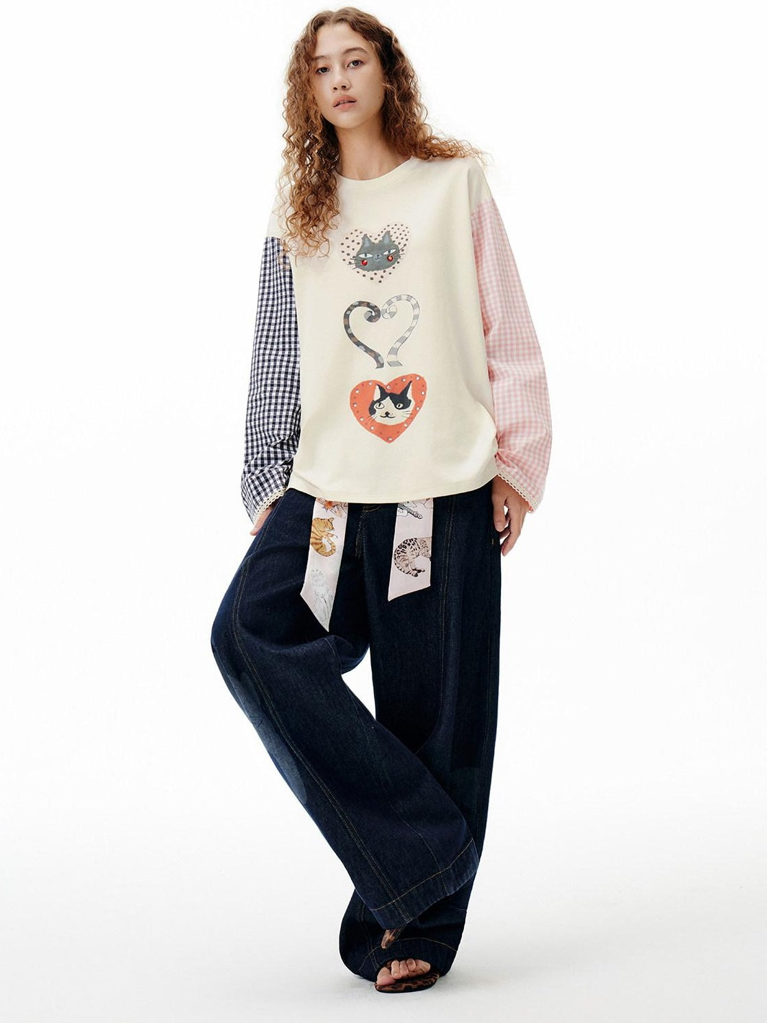 OuttheBlue Washed High Waist Wide Leg Casual Cotton Denim Blue Non Stretch Jeans