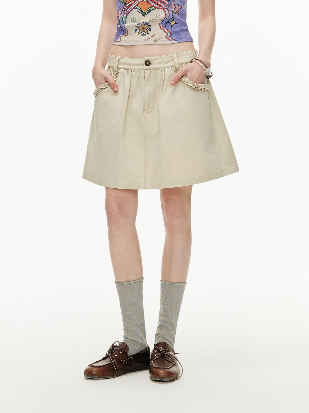 OuttheBlue Washed Ruffle High Waist Cotton Women&