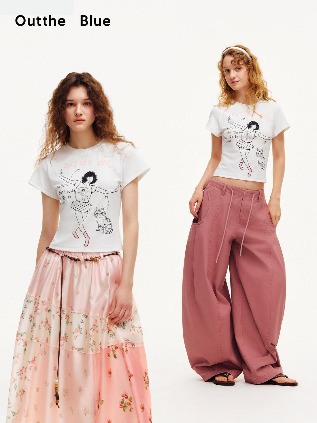 OuttheBlue White Line Art Print Slim Fit Women&