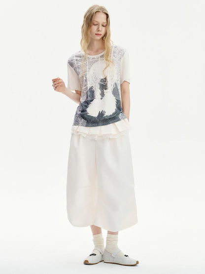 OuttheBlue Window Girl And Cat Printed Loose Women&