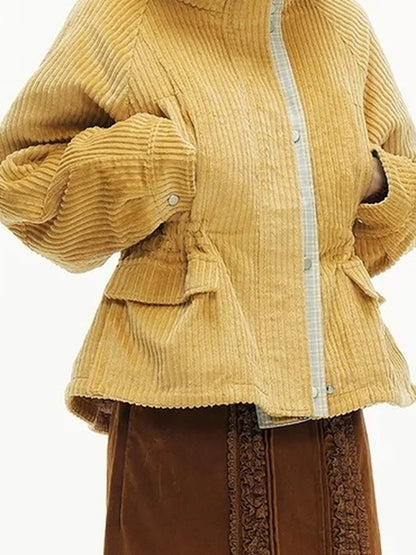 OuttheBlue Winter Blue Cozy Lined Collar Coat V-neck T-shirt Long Sleeve