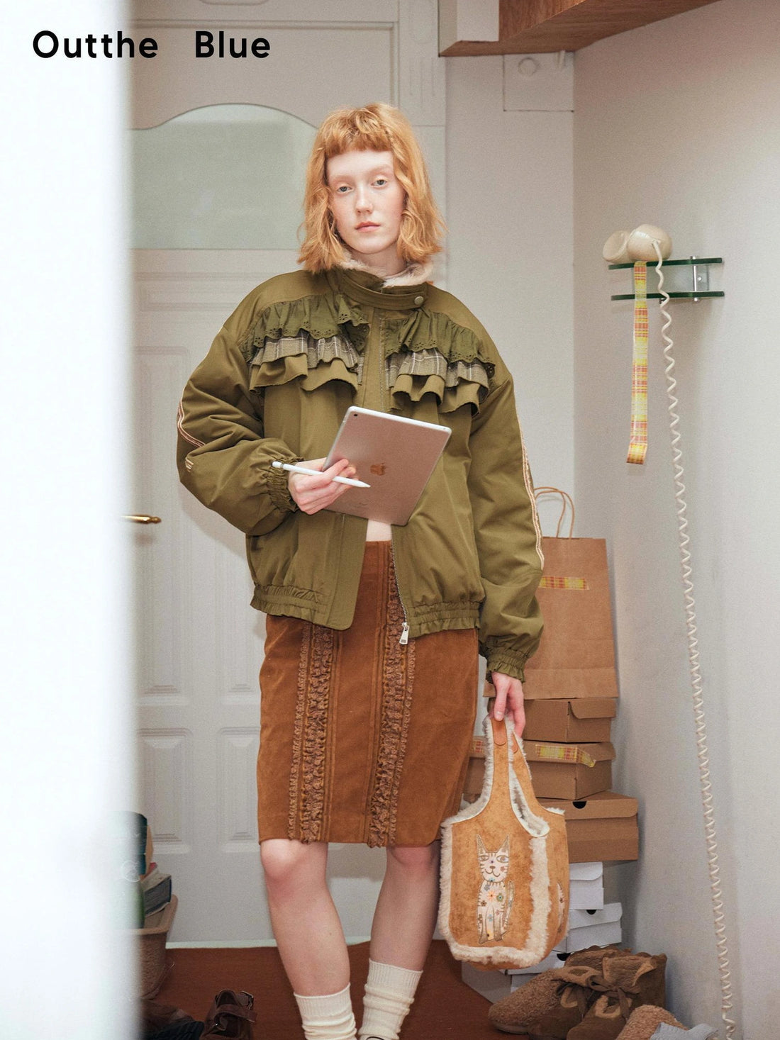 OuttheBlue Winter Fleece Stand Collar Cropped Jacket