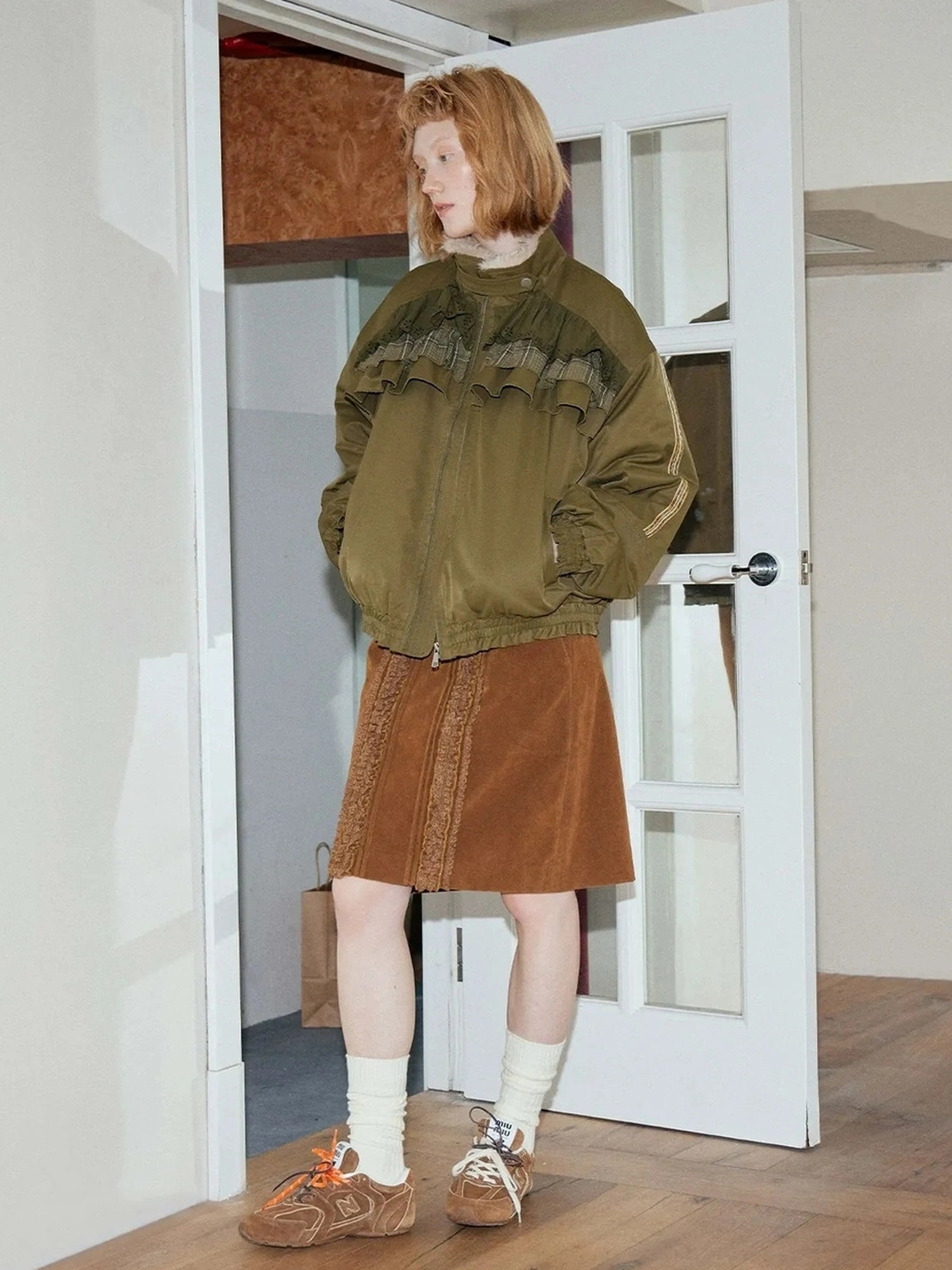 OuttheBlue Winter Fleece Stand Collar Cropped Jacket