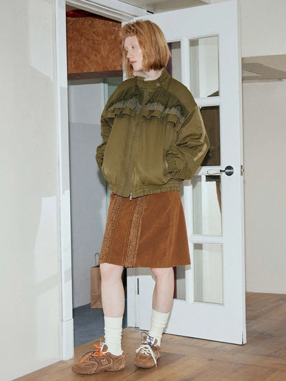 OuttheBlue Winter Fleece Stand Collar Cropped Jacket