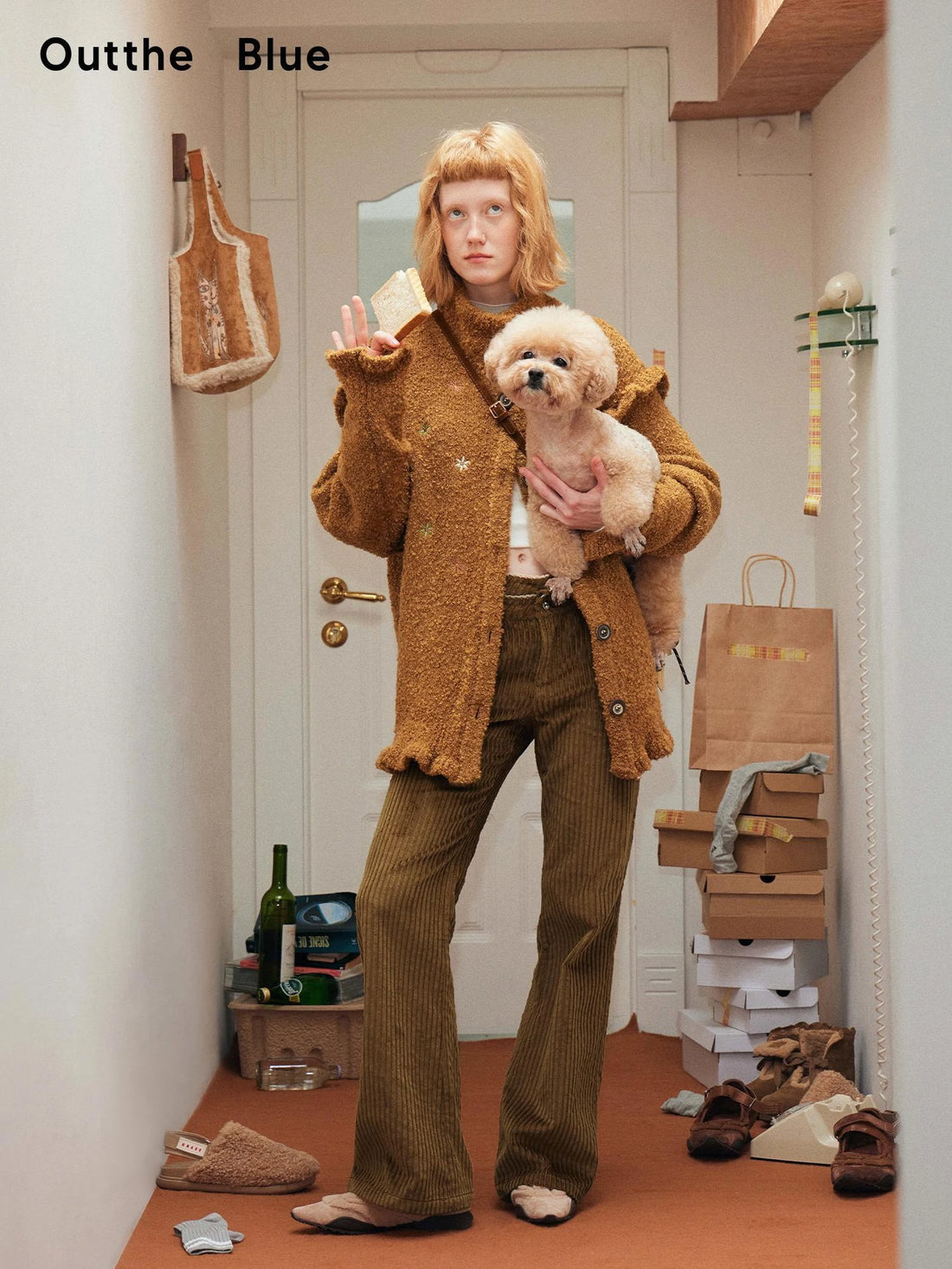 Winter Lace Waist Corduroy Flare Pants