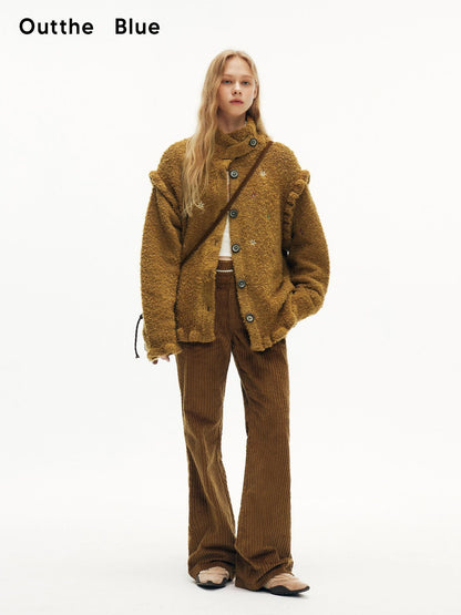 Winter Lace Waist Corduroy Flare Pants