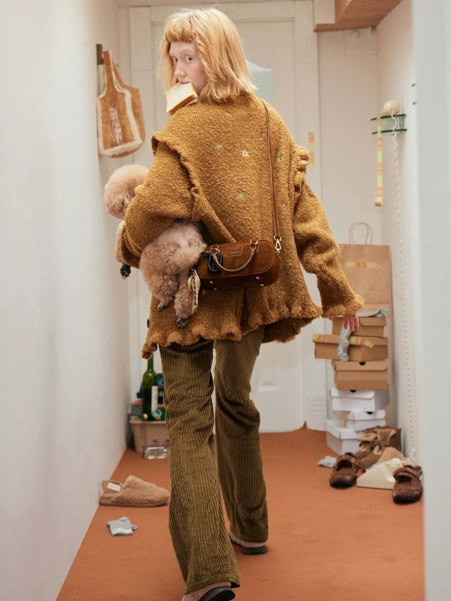 Winter Lace Waist Corduroy Flare Pants