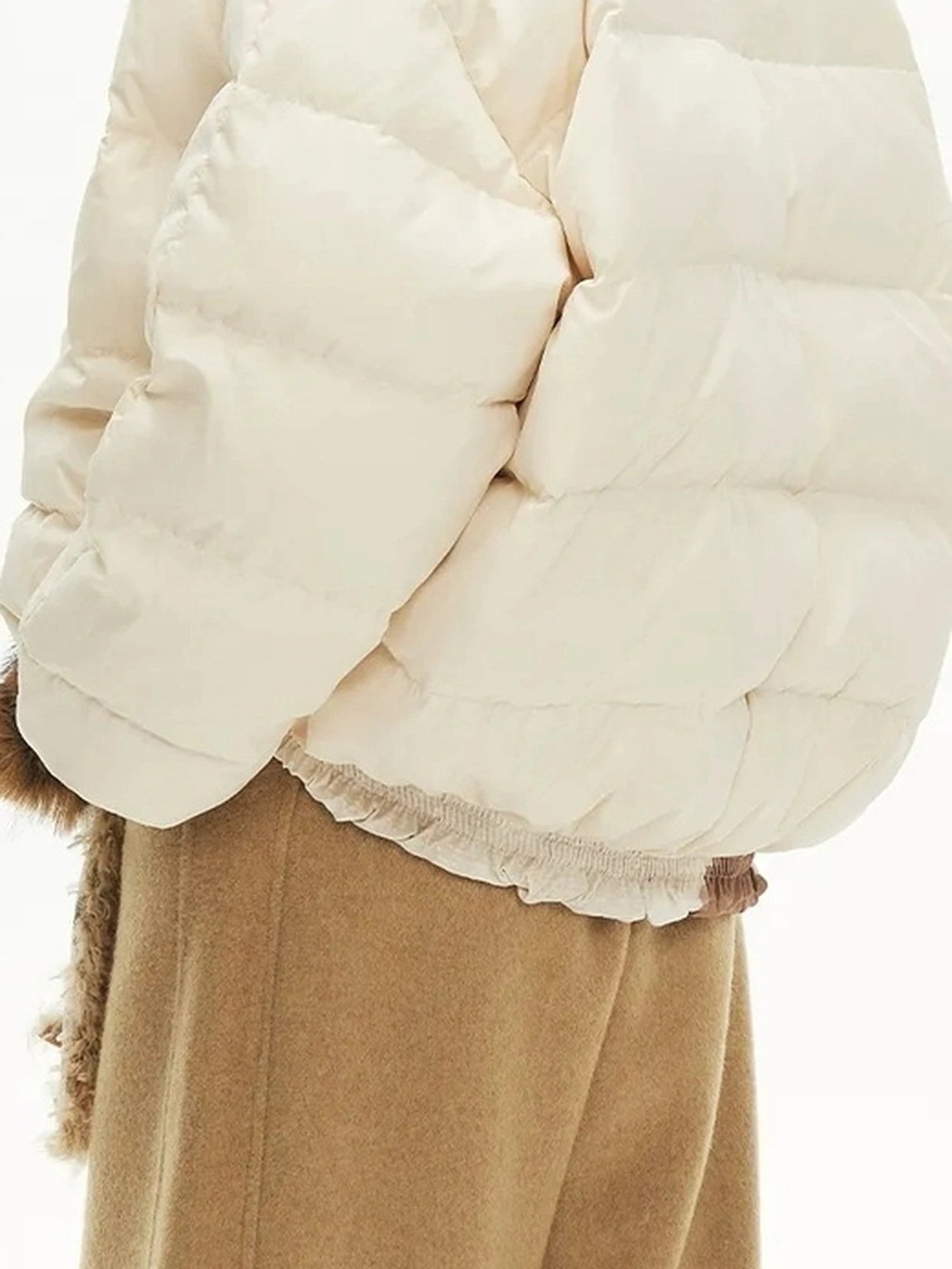 OuttheBlue Winter Lucky Cat Print Puffer Jacket With Faux Fur Hood