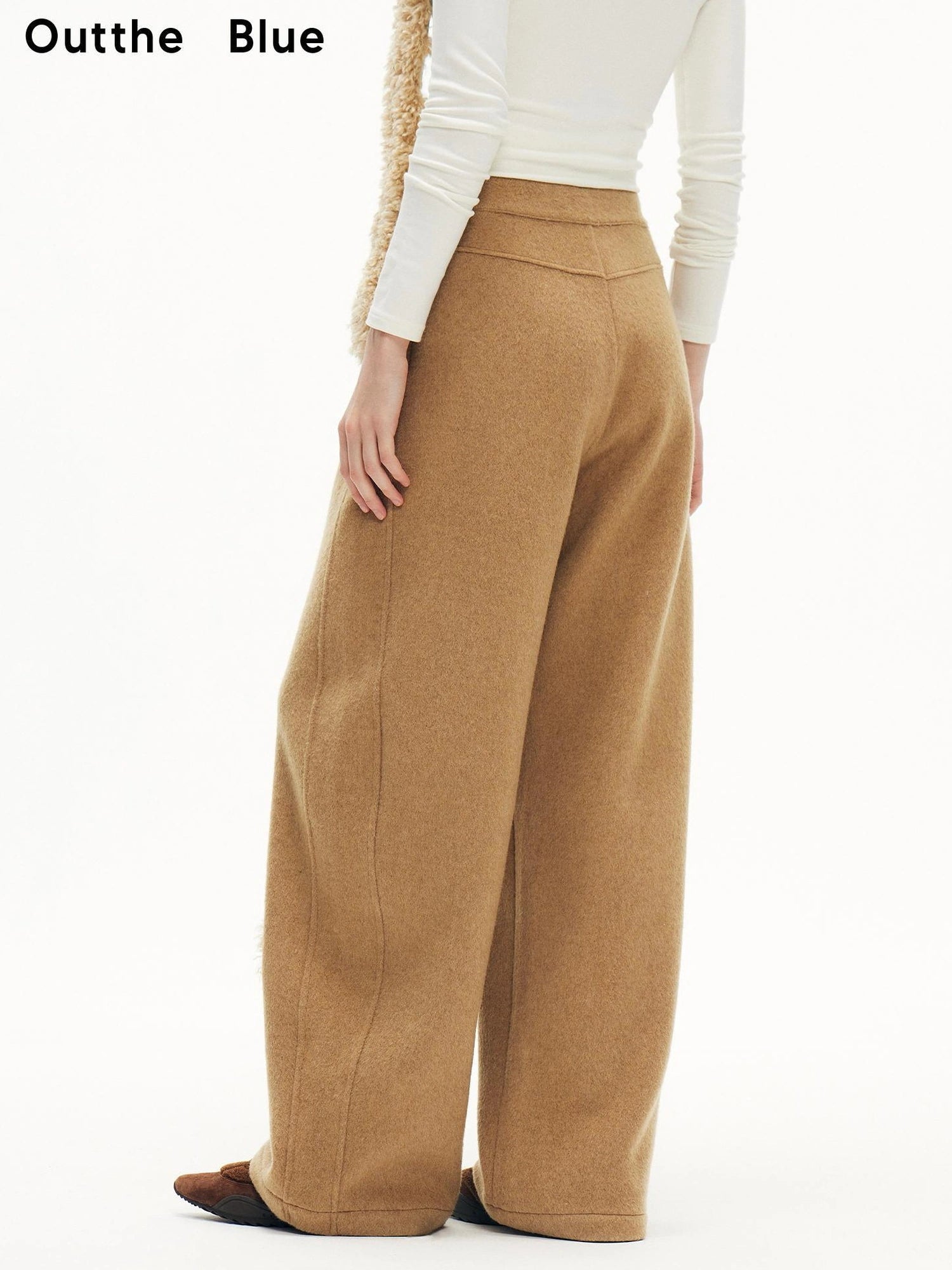 OuttheBlue Winter Tencel Wool Embroidered Cat Head Trousers