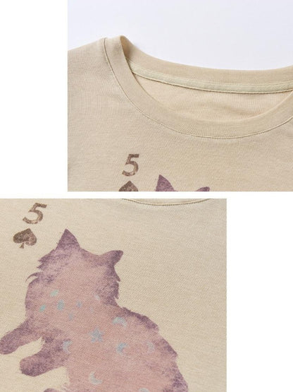 OuttheBlue Wool Retro Slim Puff Sleeve Crop Crew Women Animal Oatmeal Long Sleeve T-Shirts