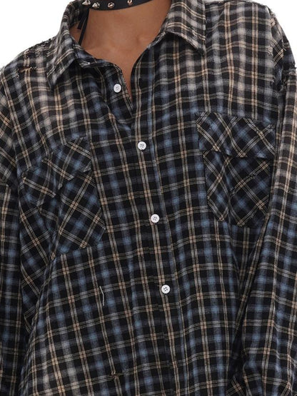 SweetChilling Oversize Boyfriend Vintage Flannel Shirt