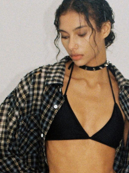 SweetChilling Oversize Boyfriend Vintage Flannel Shirt