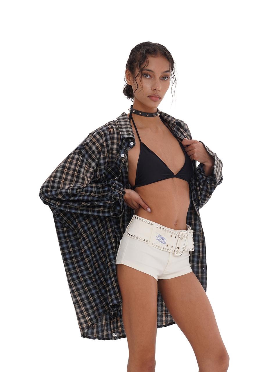 SweetChilling Oversize Boyfriend Vintage Flannel Shirt