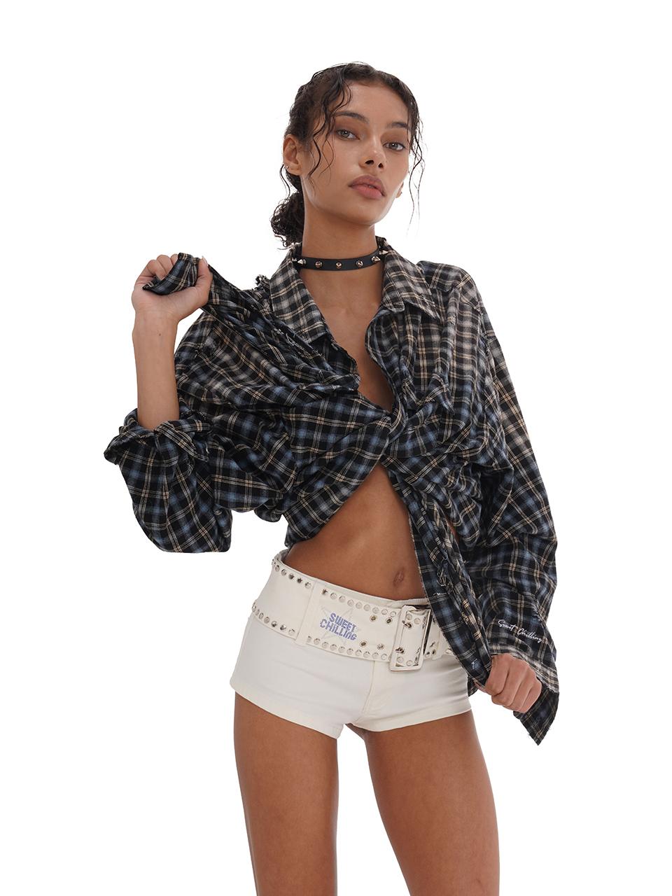 SweetChilling Oversize Boyfriend Vintage Flannel Shirt