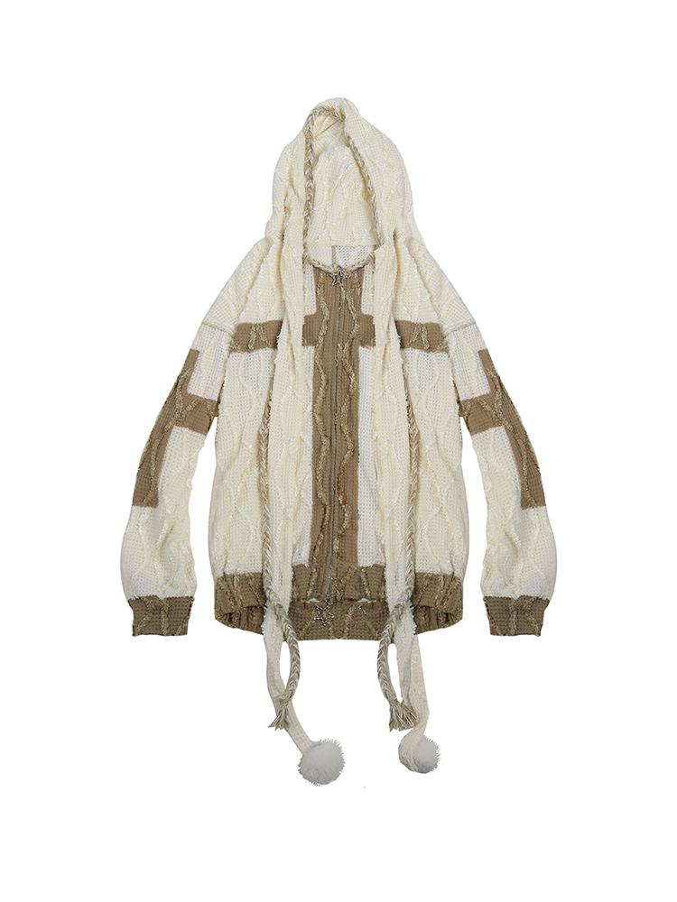 Oversize Hooded Knit Cardigan Women Cozy Lazy Chic Sweatshirt