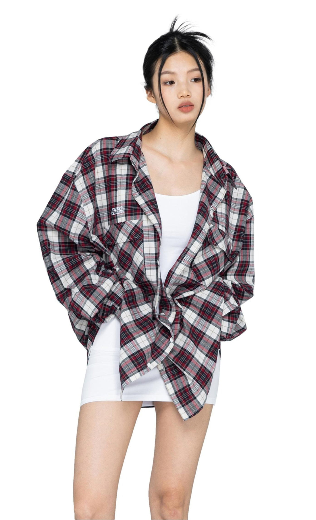 Oversize Plaid Shirt  Retro Unisex Long Sleeve for Women