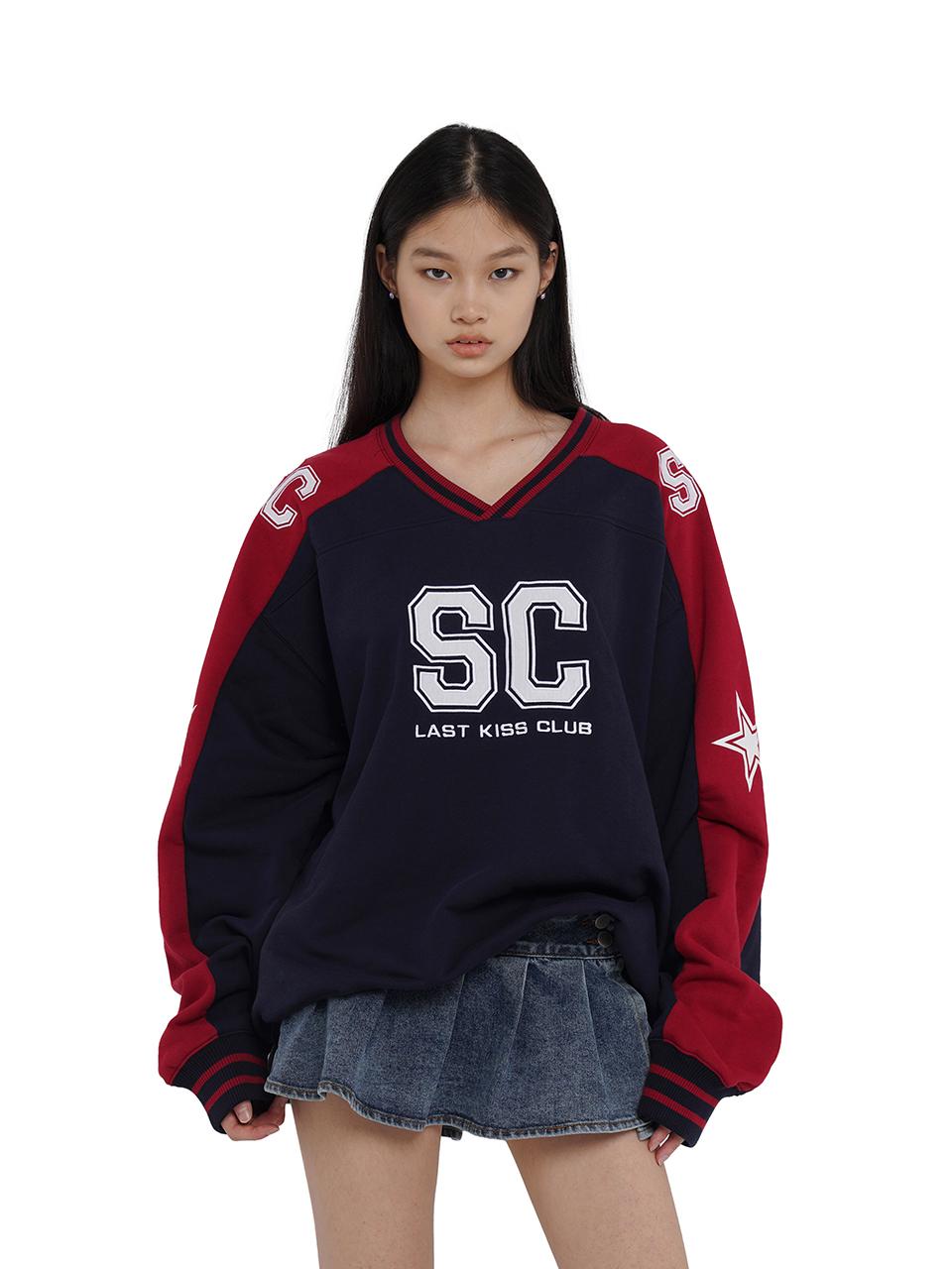 SweetChilling Oversize Rugby Embroidered Print Fleece Hoodie