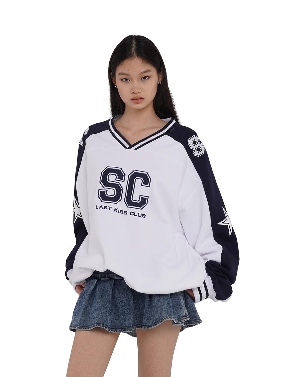 SweetChilling Oversize Rugby Embroidered Print Fleece Hoodie